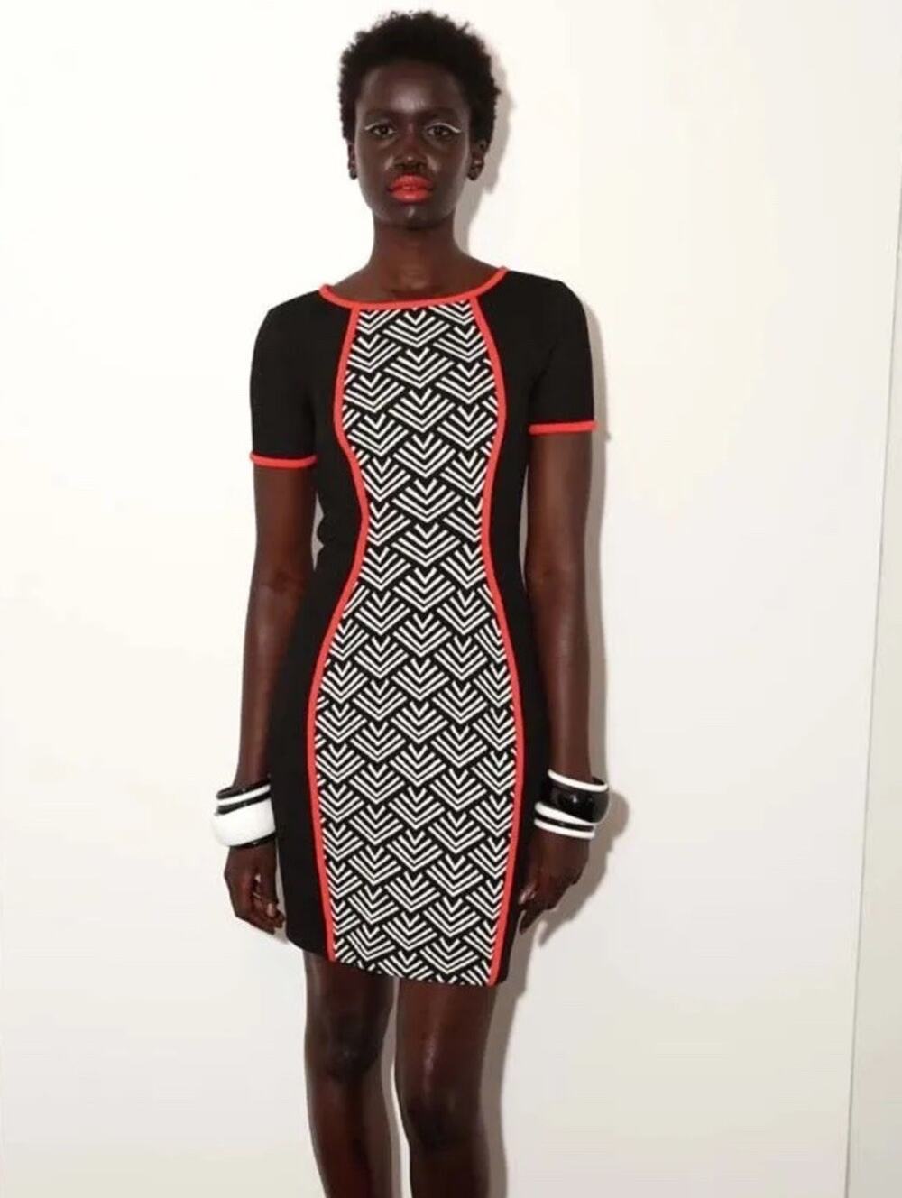 Yoana Baraschi Runway Dress 6 Black White Geometric Mesh Panel Colorblock Fall - Picture 1 of 11